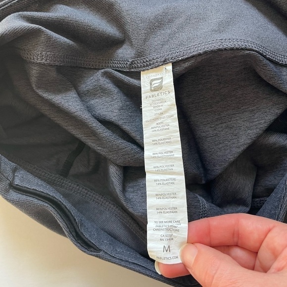 Fabletics Charcoal Gray with Black Stripe Athletic Capris Size Medium - Picture 3 of 6